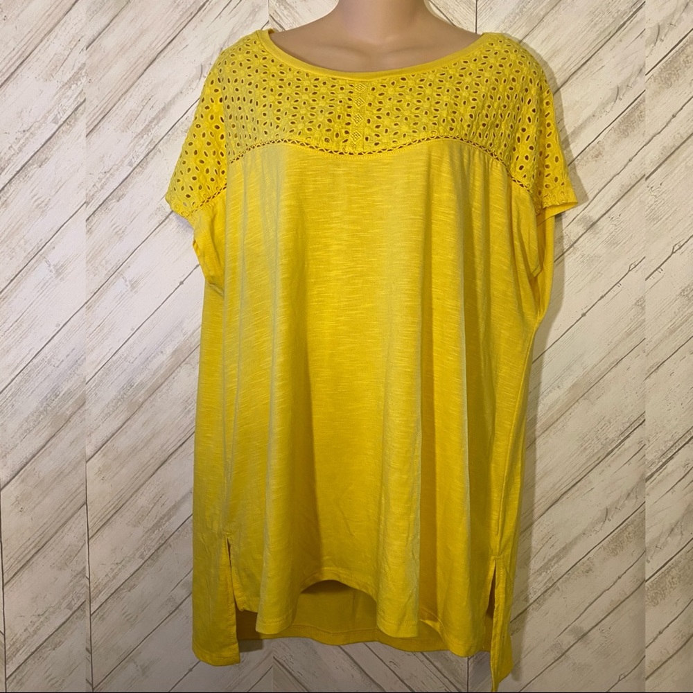 Yellow eyelet top